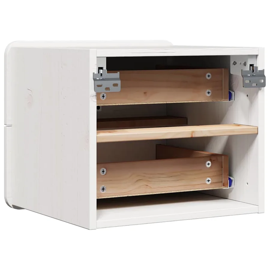 Table de chevet 2 pcs Blanc 39 x 34 x 33 cm Bois de pin massif - 9