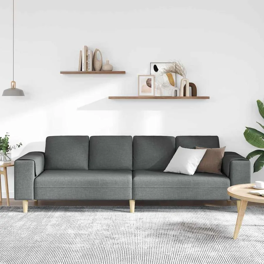 Canapé de salon Gris foncé 250 x 77 x 76 cm Polyester - 3