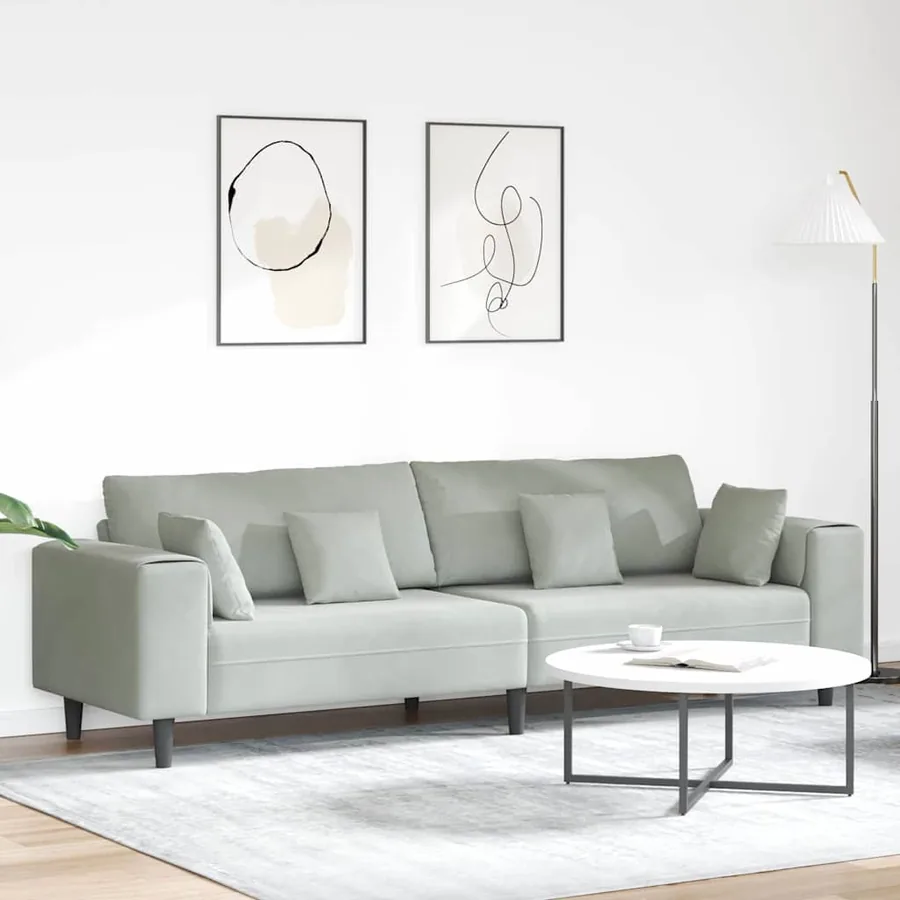 Canapé Gris clair 250 x 77 x 76 cm Velours