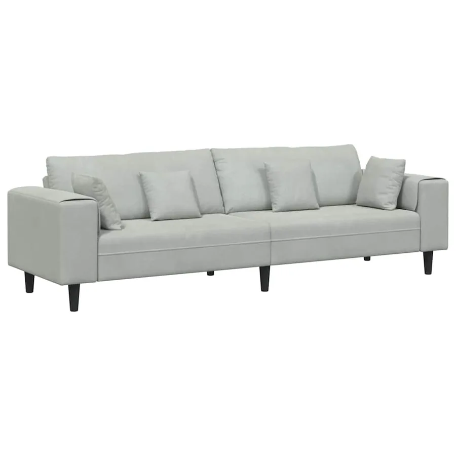 Canapé Gris clair 250 x 77 x 76 cm Velours - 2