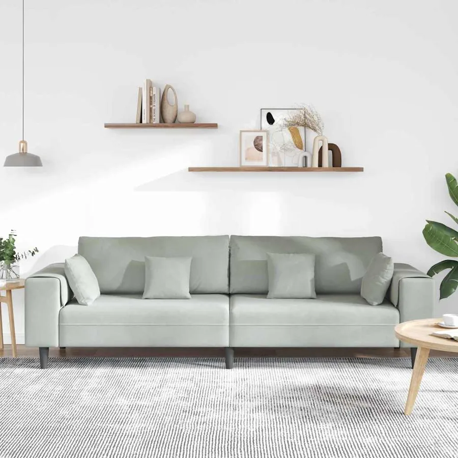 Canapé Gris clair 250 x 77 x 76 cm Velours - 3
