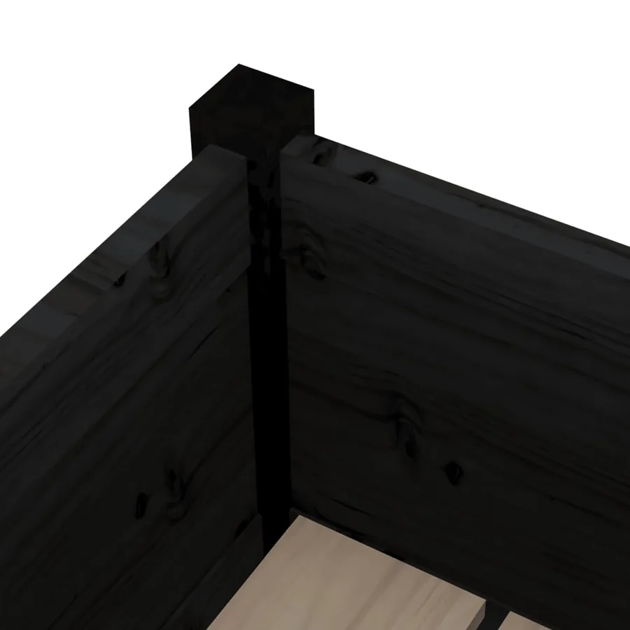 Jardinière d'extérieur Noir 70x70x70 cm Bois de pin massif - 5