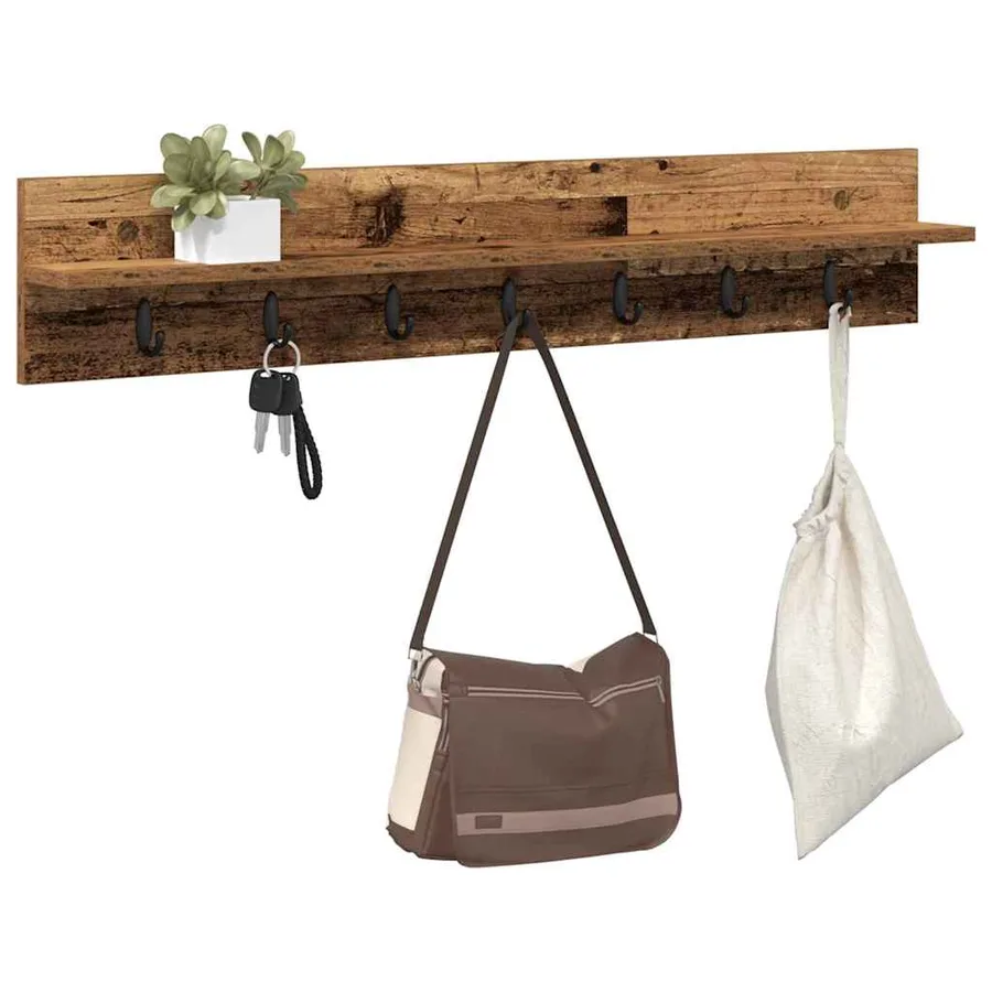 Porte-manteau mural Bois ancien 100 x 10,5 x 18 cm - 3