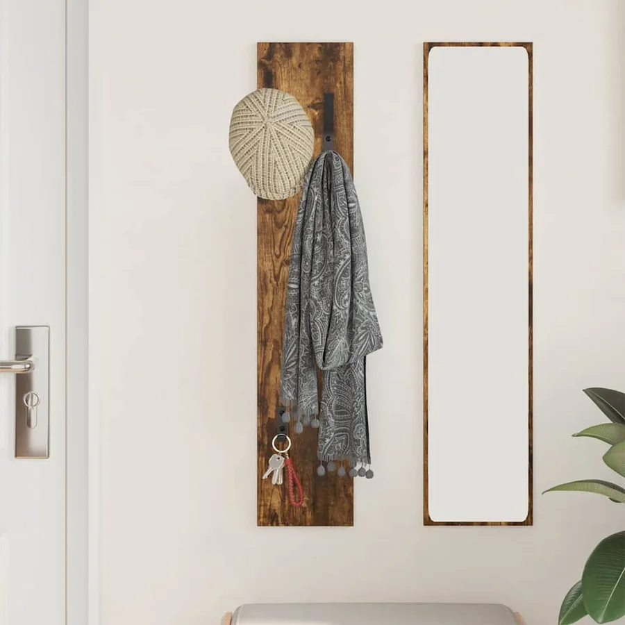 Porte-manteau mural Montage mural Chêne fumé 20 x 1,5 x 100 cm - 4