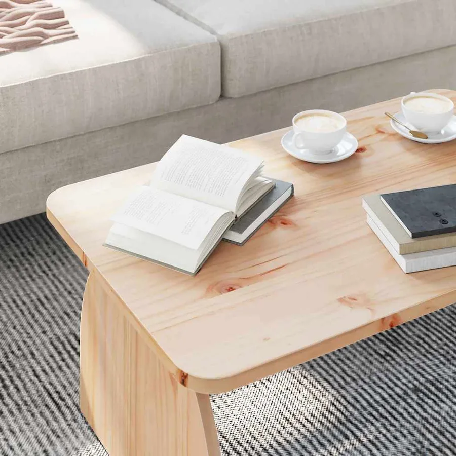 Table basse Naturel 80 x 50 x 31 cm Bois massif en pin - 5