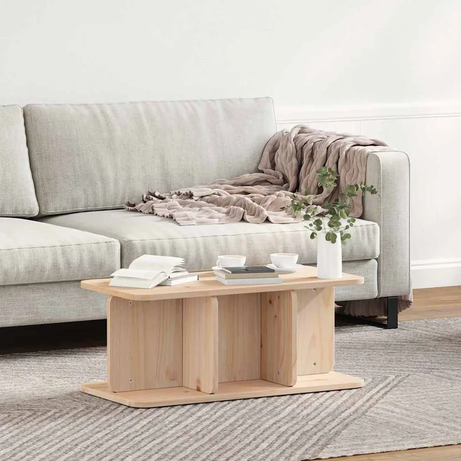 Table basse Naturel 80 x 39,5 x 33,5 cm Bois massif en pin - 4