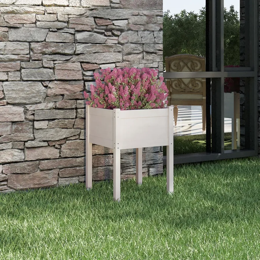 Jardinière Blanc 50x50x70 cm Bois de pin massif