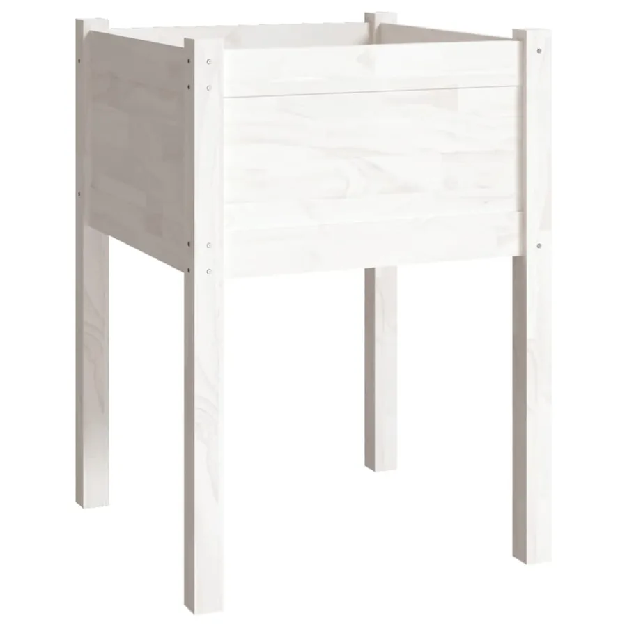 Jardinière Blanc 50x50x70 cm Bois de pin massif - 2