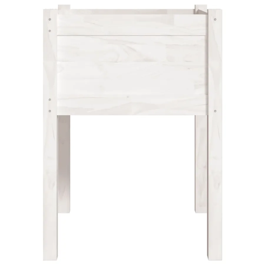 Jardinière Blanc 50x50x70 cm Bois de pin massif - 4