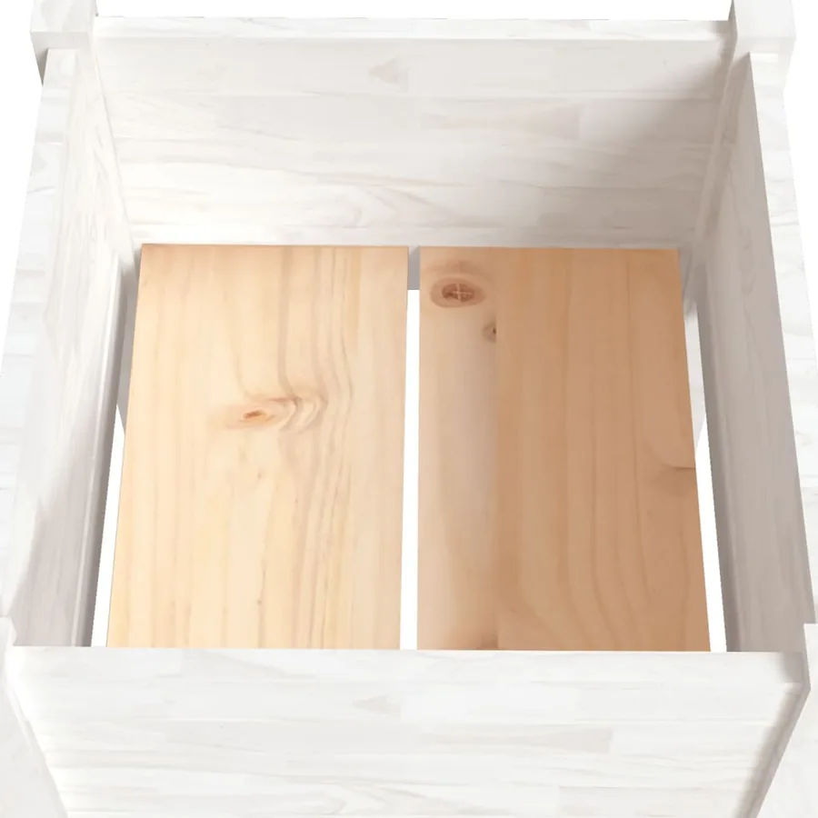 Jardinière Blanc 50x50x70 cm Bois de pin massif - 5