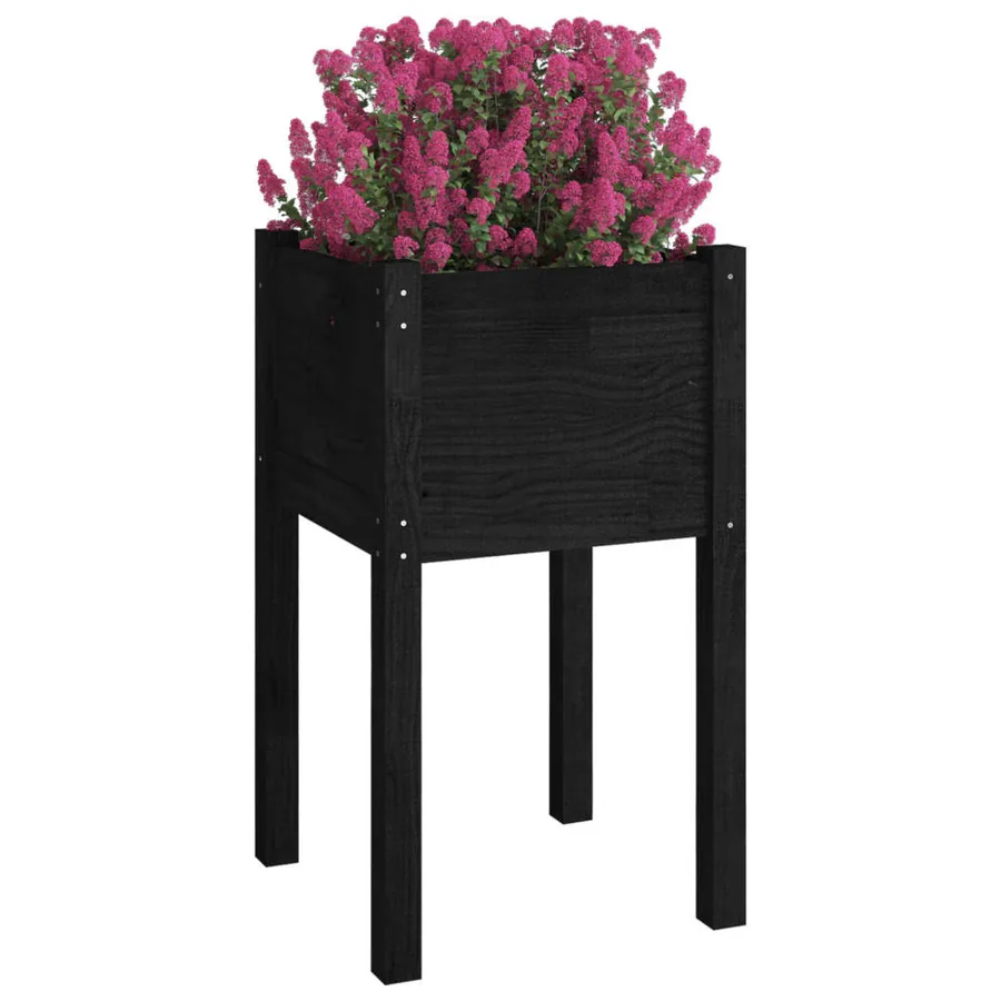 Jardinières d'extérieur 2pcs Noir 40x40x70cm Bois de pin massif - 3