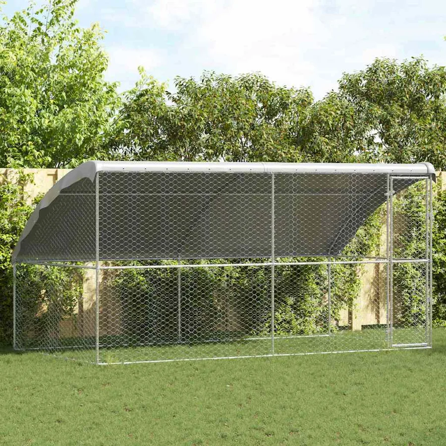 Kennel pour Chiens 2 pcs Argenté 4 x 2 x 2 m Acier galvanisé