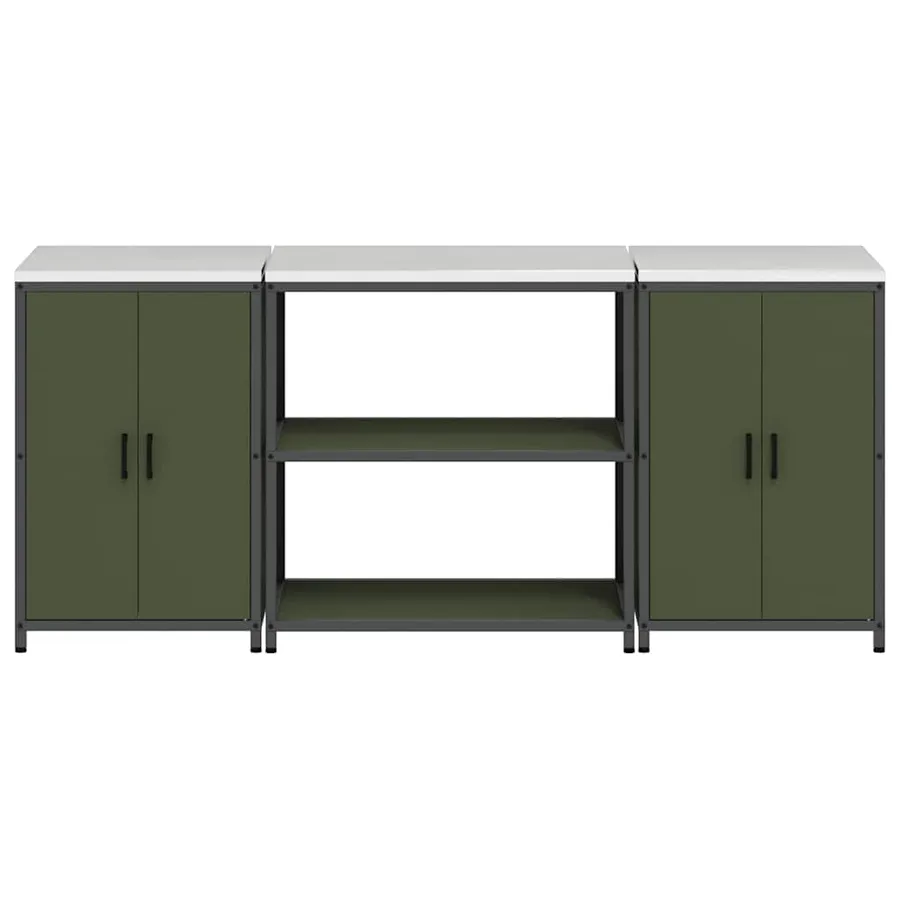 Ensemble de rangement cuisine HATTEM 3 pcs Vert olive - 8