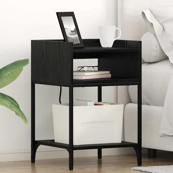 Cabinet de chevet avec étagère 2 pcs Chêne noir 40 x 40 x 61 cm
