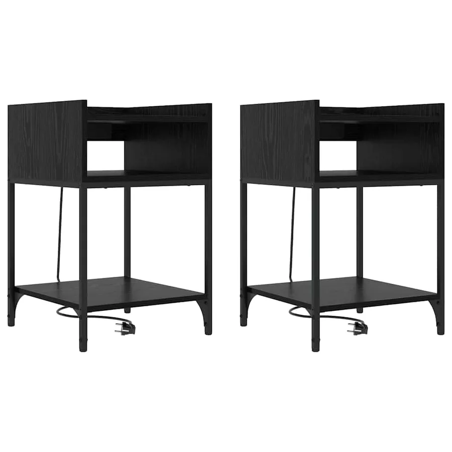 Cabinet de chevet avec étagère 2 pcs Chêne noir 40 x 40 x 61 cm - 2