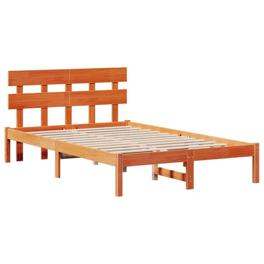 Cadre de lit Marron 140 x 190 cm Bois de pin massif - 4