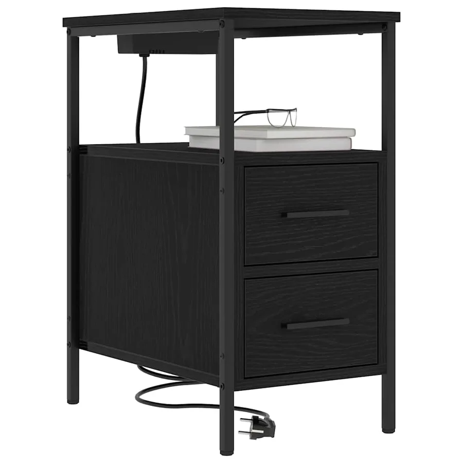 Cabinet de chevet Chêne noir 30 x 48 x 61 cm Bois d'ingénierie - 3