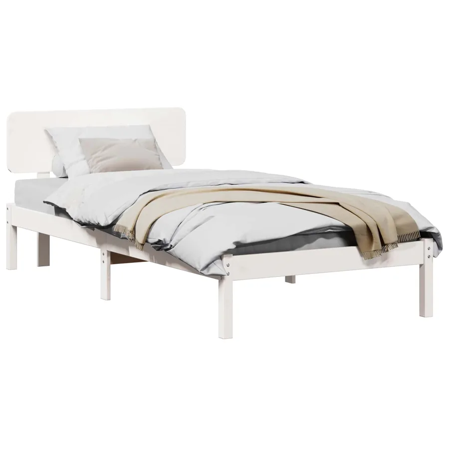 Cadre de lit avec tête de lit Blanc 75 x 190 cm Pin massif