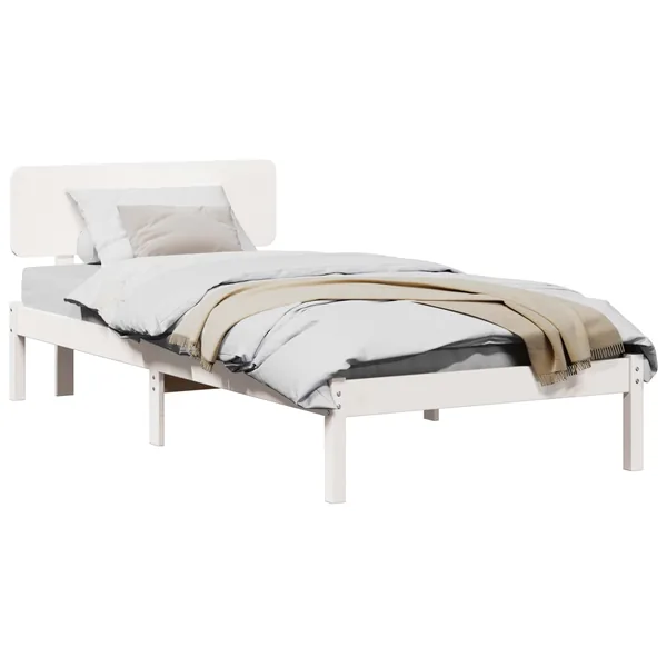 Cadre de lit avec tête de lit Blanc 75 x 190 cm Pin massif