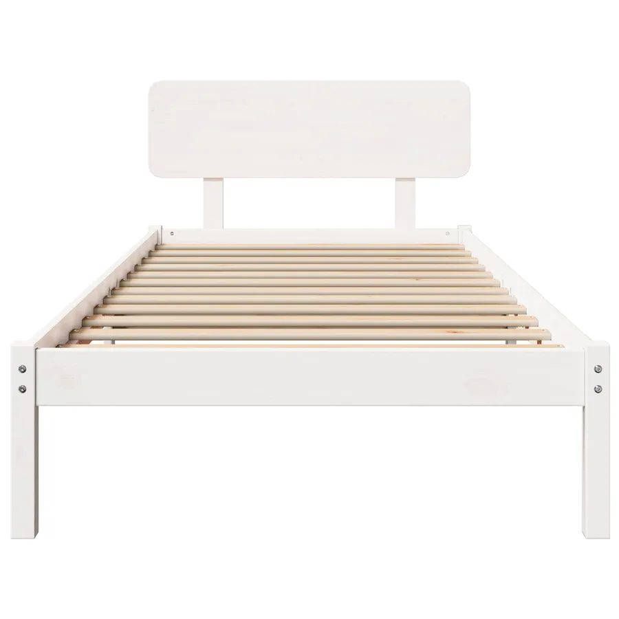 Cadre de lit avec tête de lit Blanc 75 x 190 cm Pin massif - 3