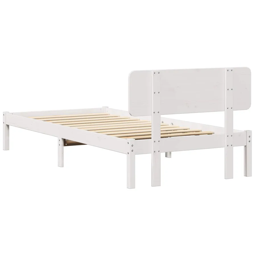 Cadre de lit avec tête de lit Blanc 75 x 190 cm Pin massif - 6