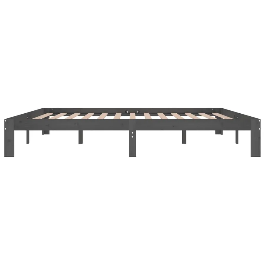 Cadre de lit sans matelas bois massif de pin gris 200x200 cm - 5
