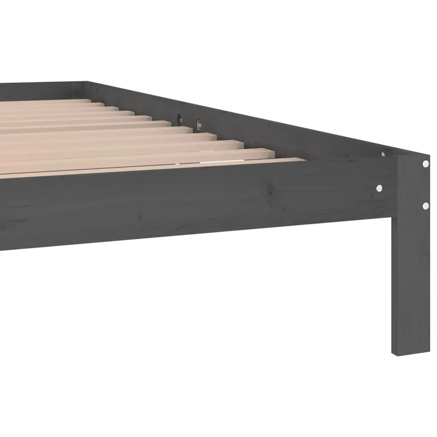 Cadre de lit sans matelas bois massif de pin gris 200x200 cm - 6