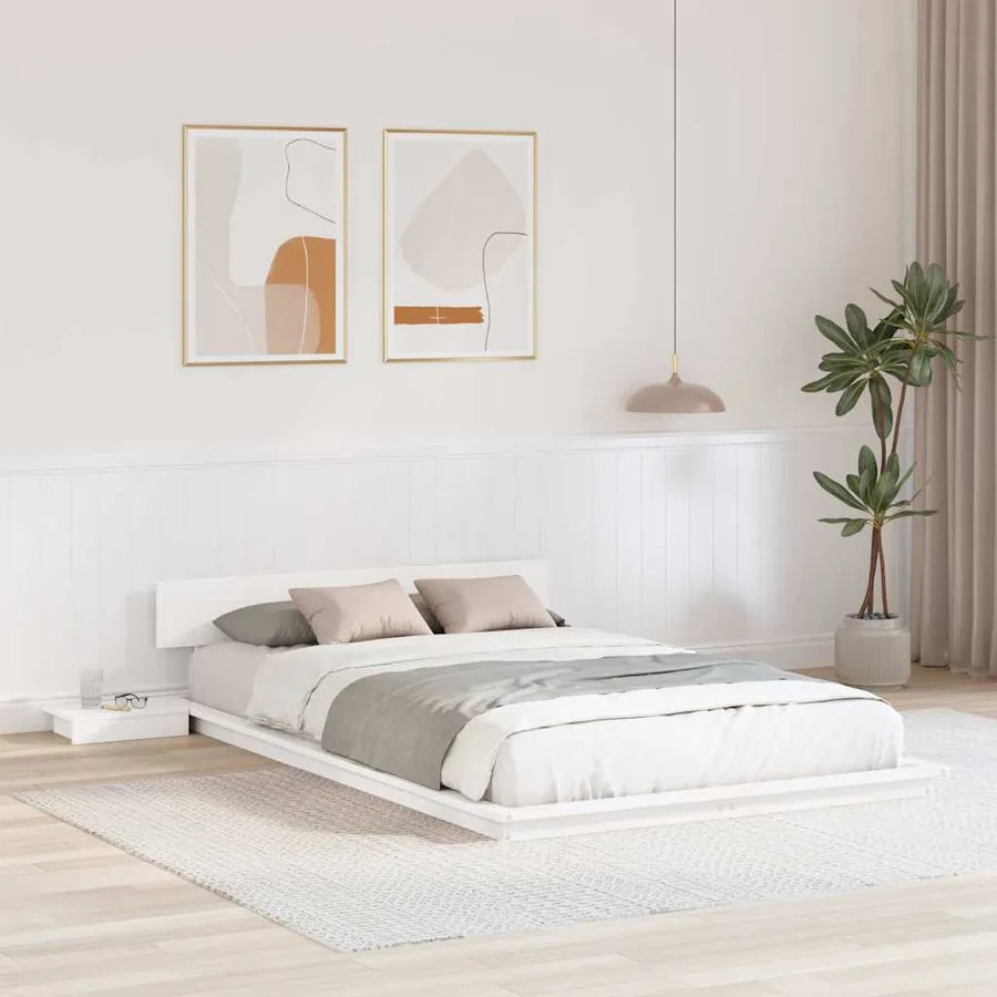 Cadre de lit Blanc 120 x 200 cm bois
