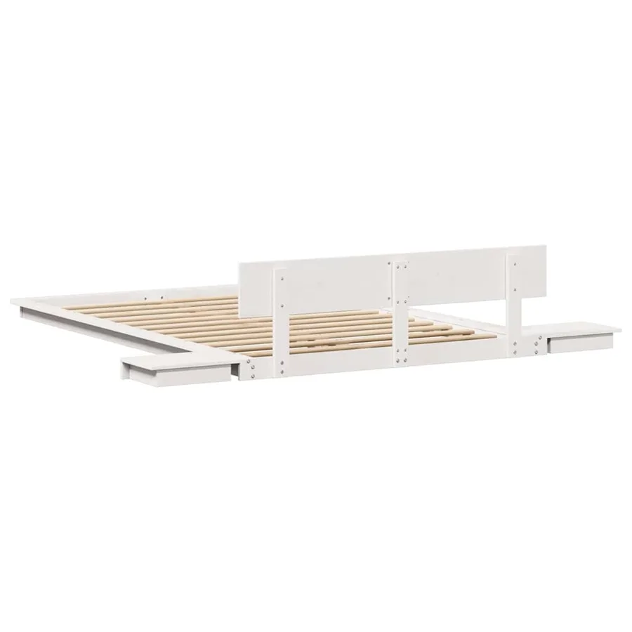 Cadre de lit Blanc 120 x 200 cm bois - 7
