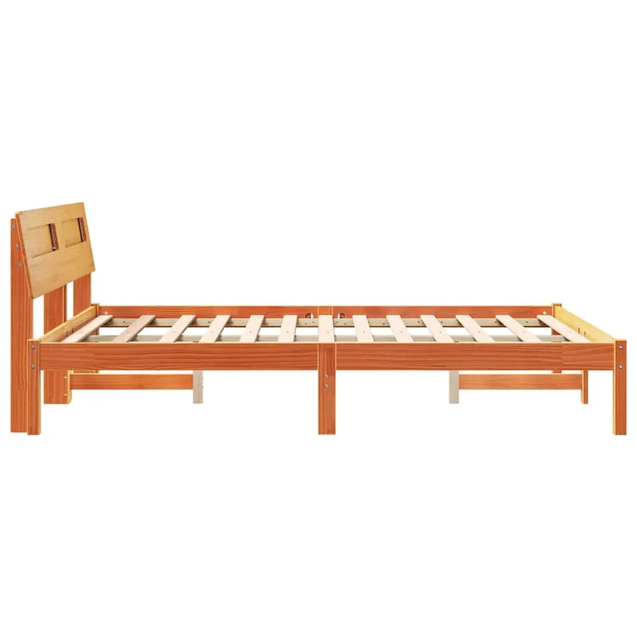 Cadre de lit avec tête de lit Brun cire 120 x 190 cm Pin massif - 6