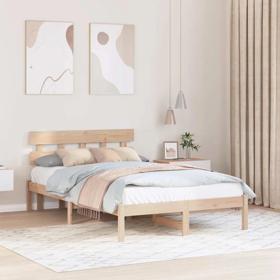Cadre de lit Marron 140 x 190 cm Bois de pin massif