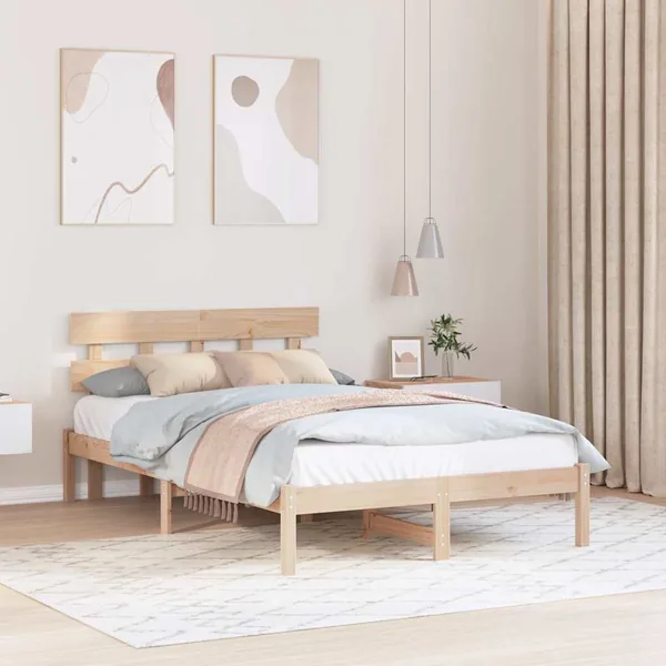 Cadre de lit Marron 140 x 190 cm Bois de pin massif