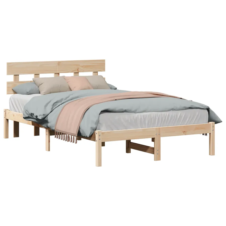 Cadre de lit Marron 140 x 190 cm Bois de pin massif - 2