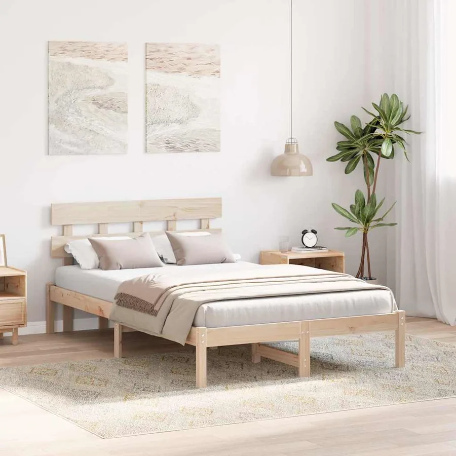 Cadre de lit Marron 140 x 190 cm Bois de pin massif - 3