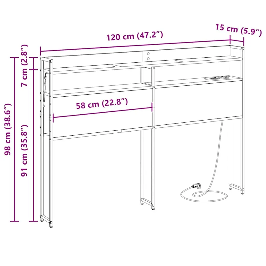 Tête de lit de rangement Chêne noir Bois d'ingénierie - 15
