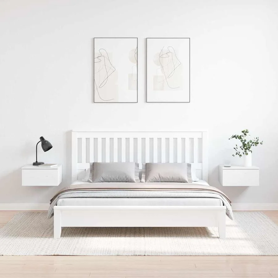 Table de chevet avec tiroir 2 pcs Blanc 37 x 35 x 18,5 cm - 4