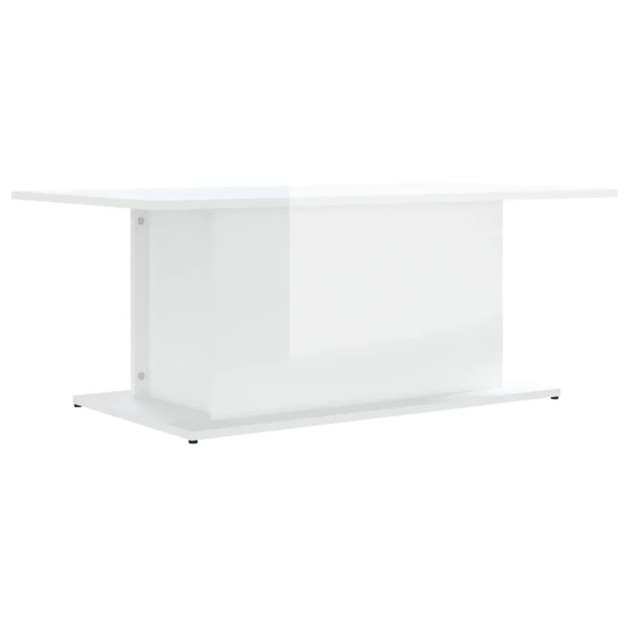Table basse blanc brillant 102x55,5x40 cm bois d'ingénierie - 2