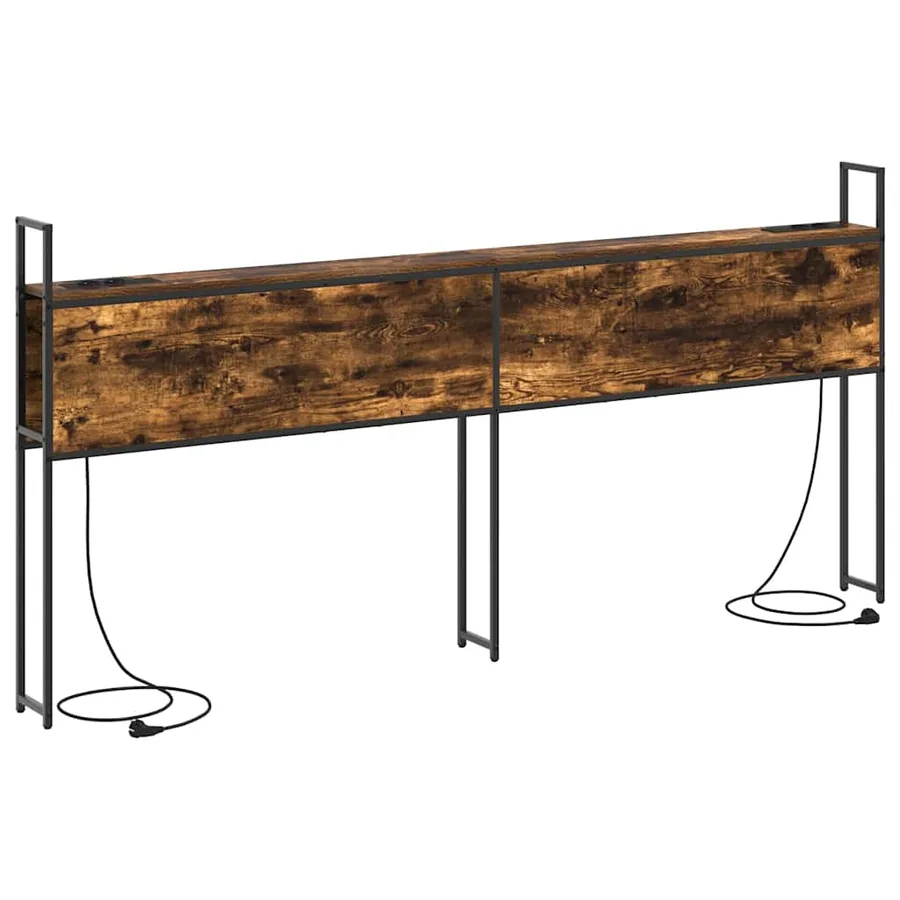 Headboard de Rangement avec Station de Charge Chêne fumé - 2