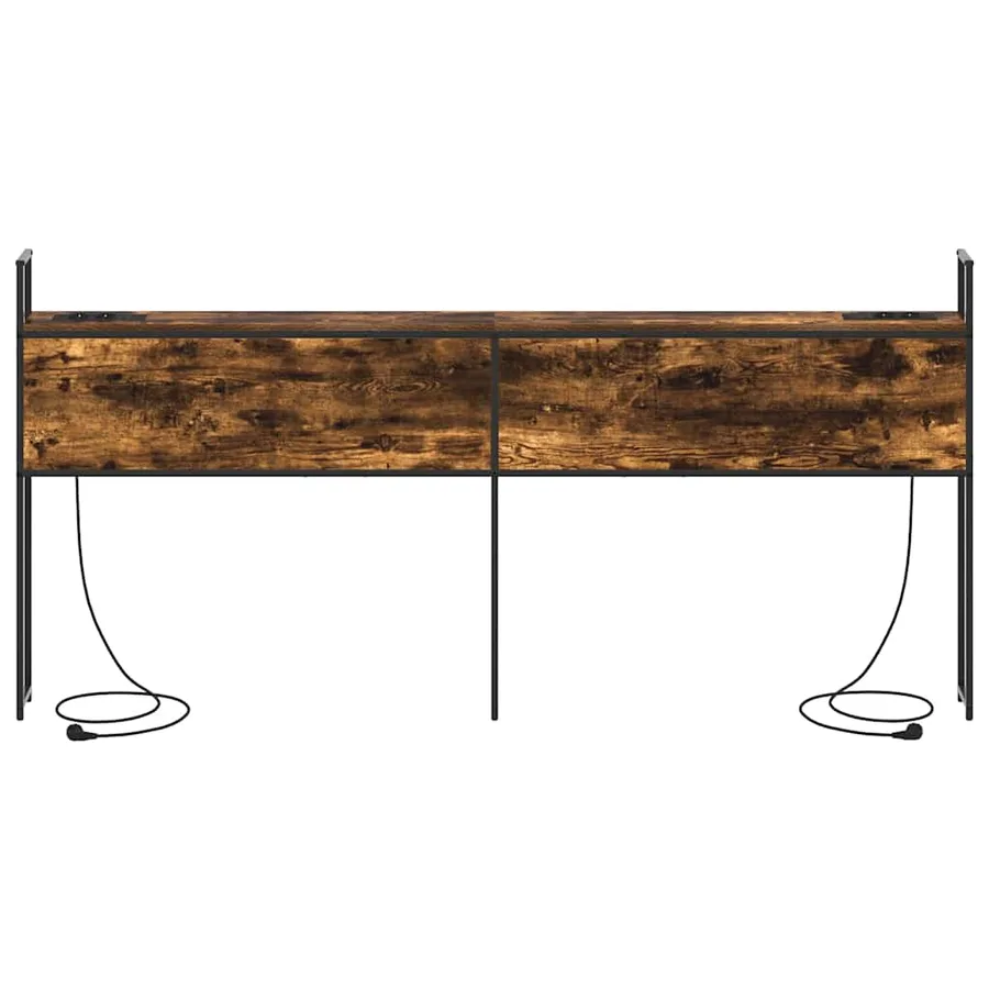 Headboard de Rangement avec Station de Charge Chêne fumé - 5