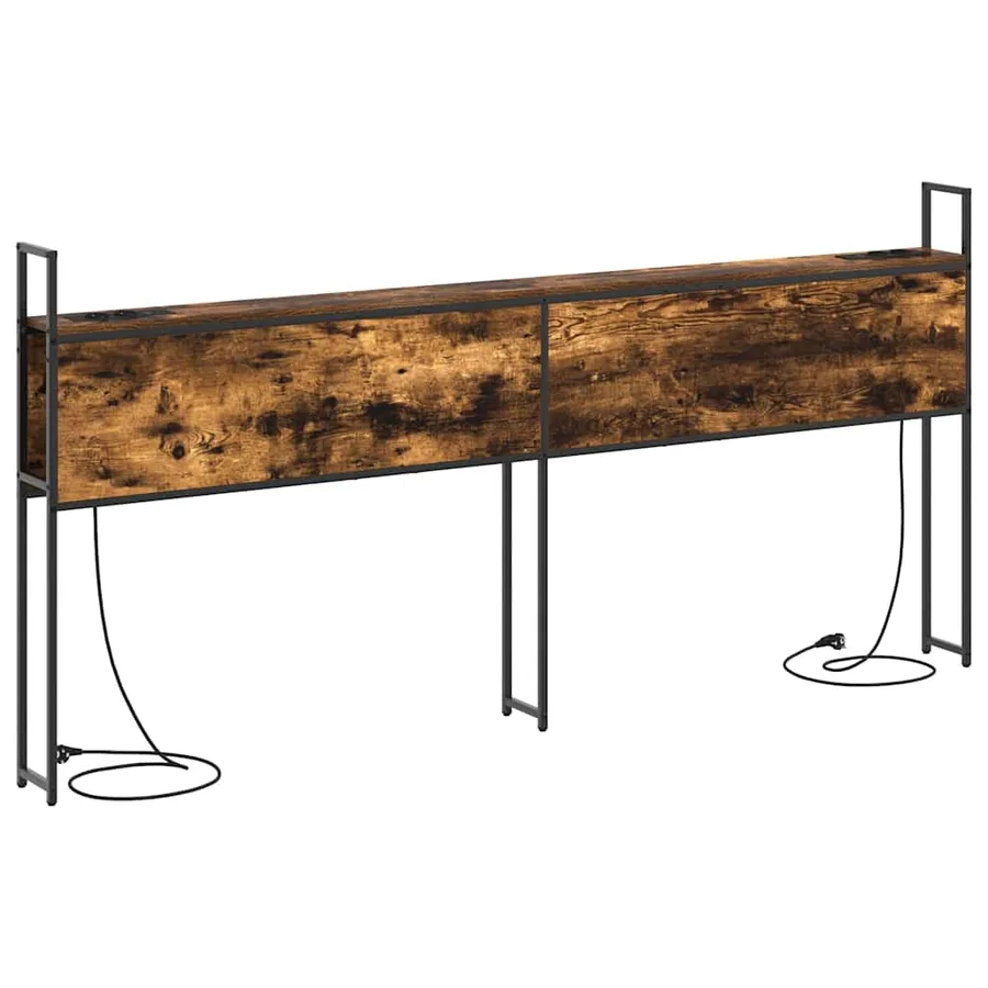 Headboard de Rangement avec Station de Charge Chêne fumé - 7