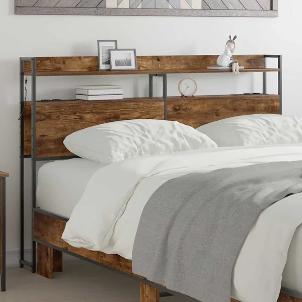 Tête de lit de rangement Chêne fumé Bois d'ingénierie