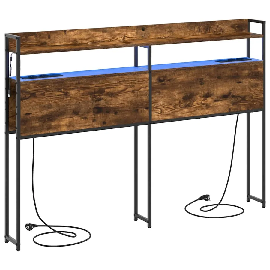Tête de lit de rangement Chêne fumé Bois d'ingénierie - 2