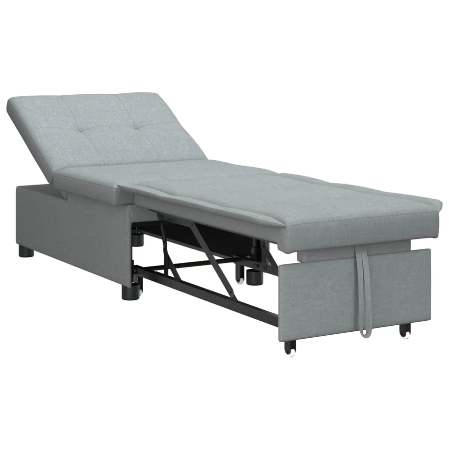 Canapé-lit escamotable Gris clair 194 x 50 x 82 cm tissu - 2