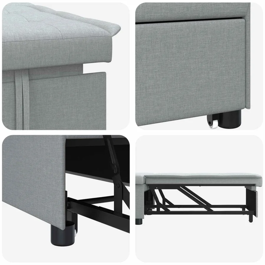 Canapé-lit escamotable Gris clair 194 x 50 x 82 cm tissu - 5