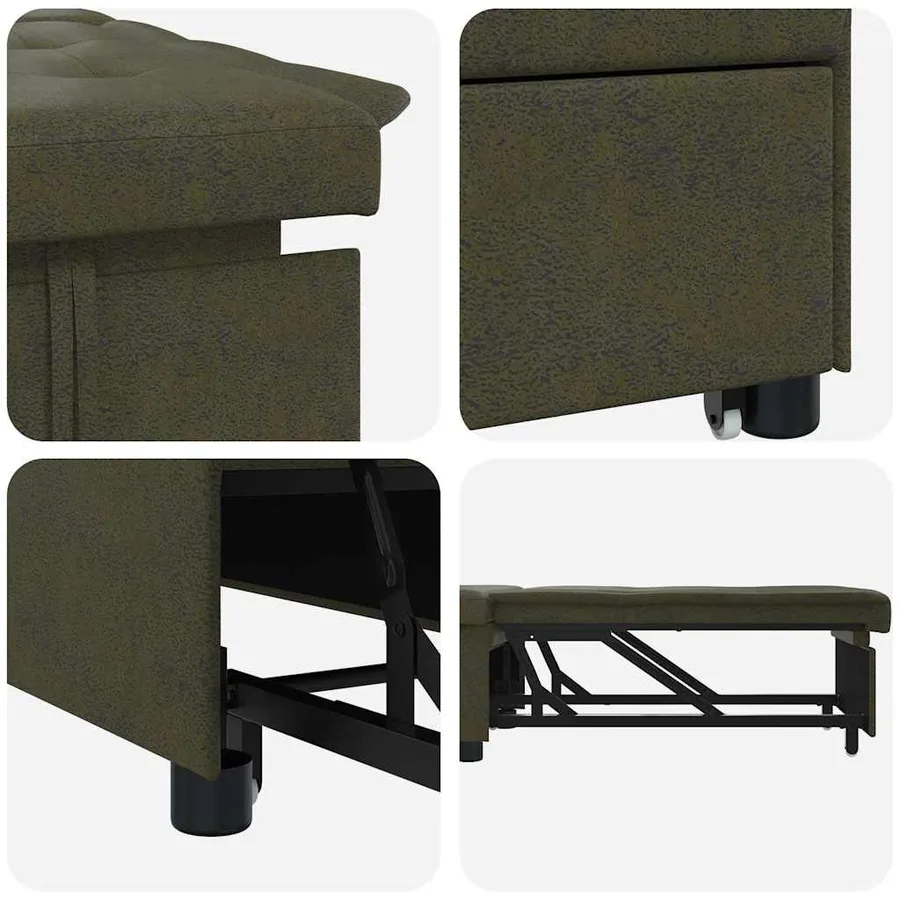 Canapé-Lit Vert armée 194 x 67 x 82 cm Tissu Huahua - 7
