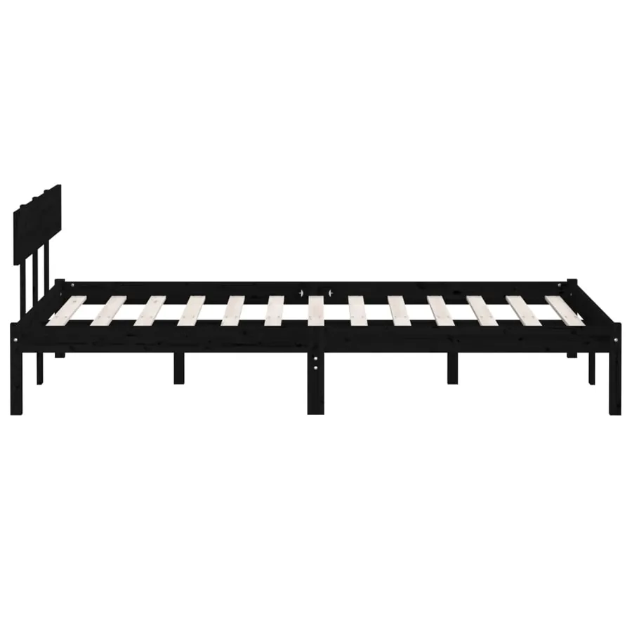 Cadre de lit sans matelas noir bois massif 120x200 cm - 5