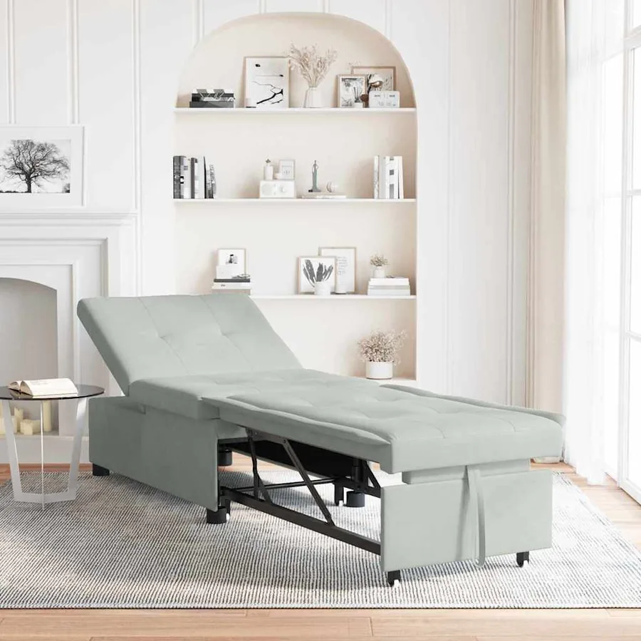 Canapé-Lit Gris clair 194 x 67 x 82 cm Velours
