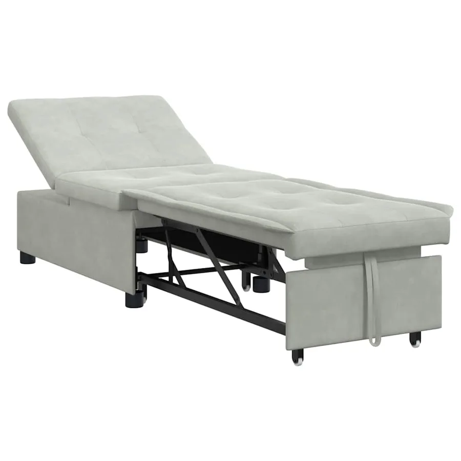 Canapé-Lit Gris clair 194 x 67 x 82 cm Velours - 2
