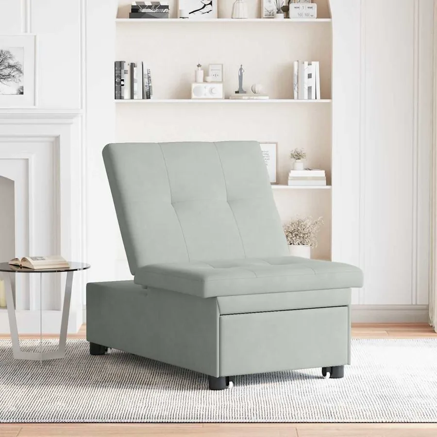 Canapé-Lit Gris clair 194 x 67 x 82 cm Velours - 3