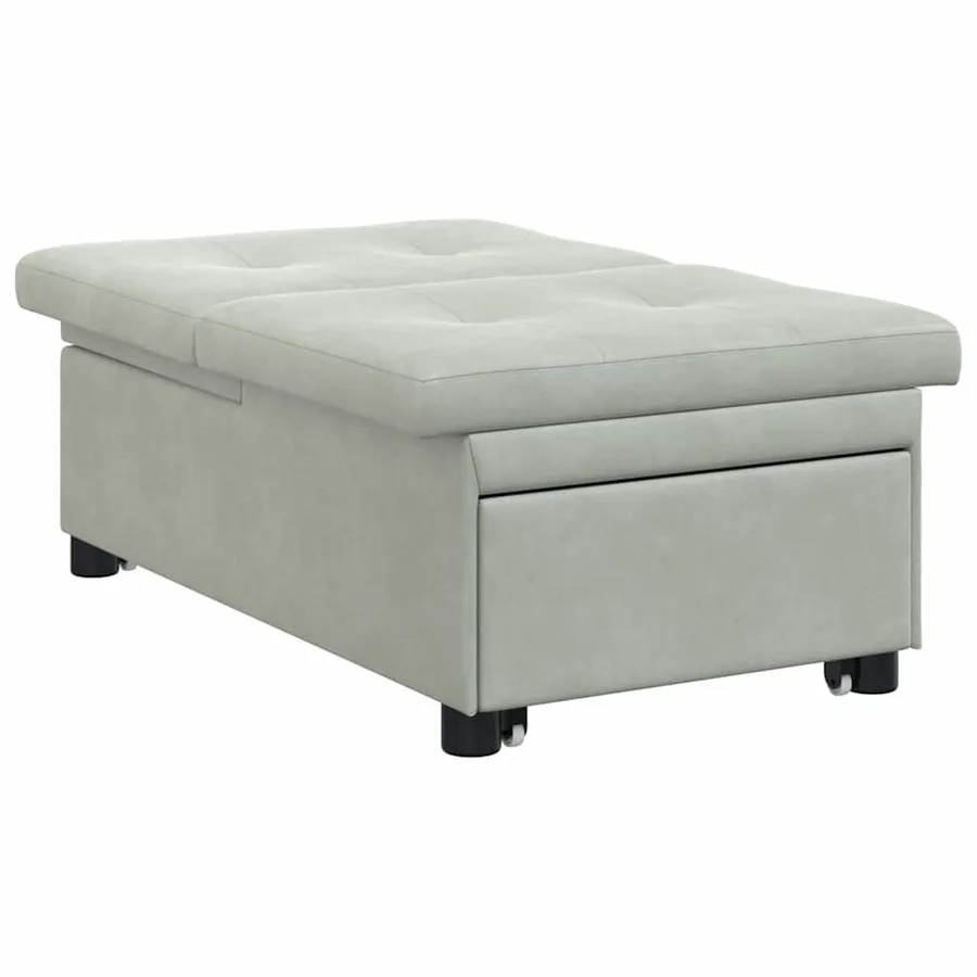 Canapé-Lit Gris clair 194 x 67 x 82 cm Velours - 4